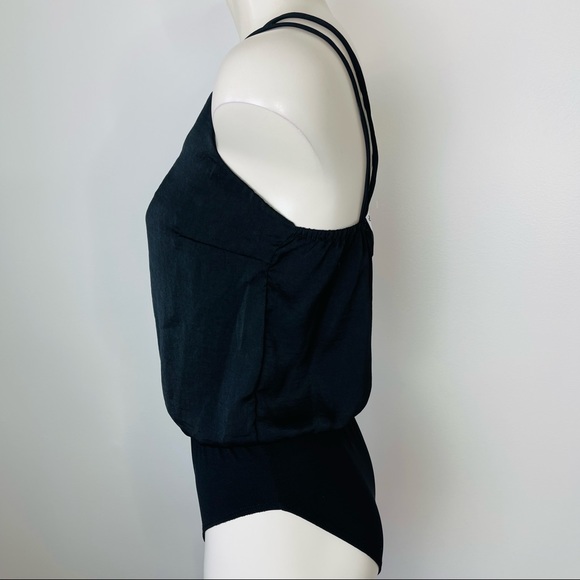 CHARLOTTE RUSSE cut out bodysuit SEXY 1 piece OPEN FRONT plunging V-neck BLACK S - Picture 4 of 12